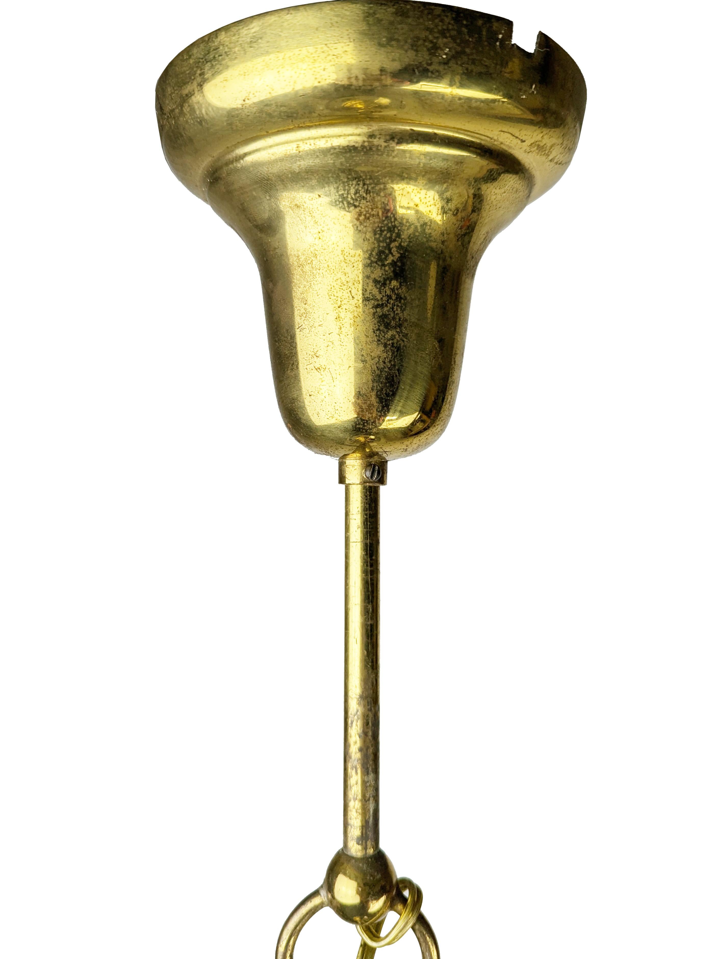 Bois Pendentif italien en verre et laiton des années 1950 dans le style d'Azucena en vente