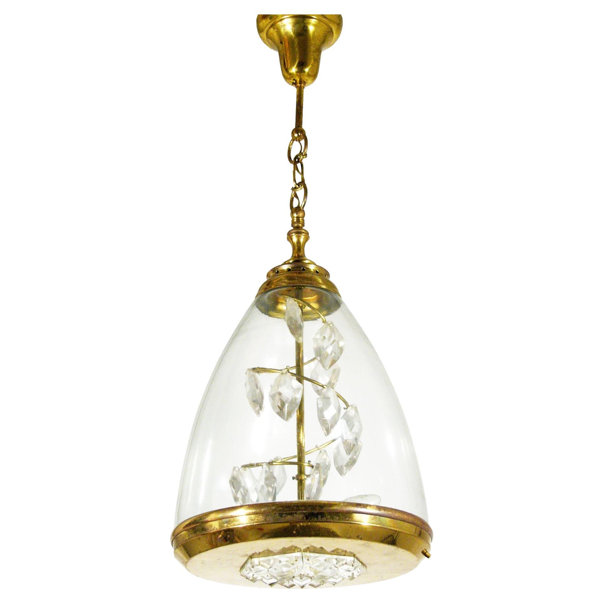 Pendentif italien en verre et laiton des années 1950 dans le style d
Azucena en vente