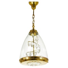 Italian Glass and Brass 1950s Pendant in the Style of Azucena