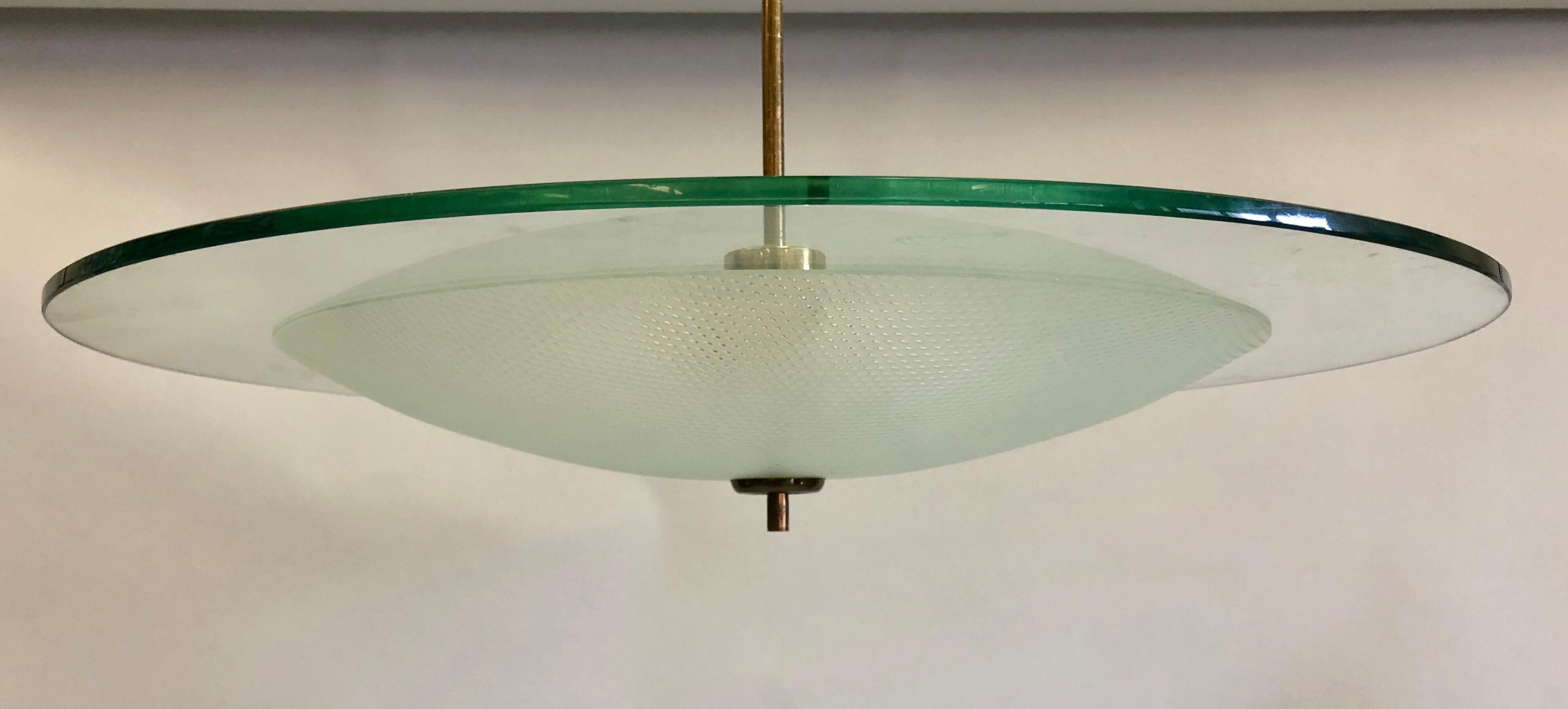 Italian Glass and Brass Chandelier by Gio Ponti & Pietro Chiesa for Fontana Arte In Good Condition In New York, NY