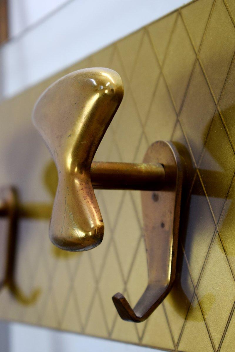 Mid-20th Century Italian Glass and Brass Coat Rack, 1950s