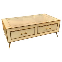 Italian Glass and Brass Coffee Table