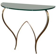 Italian Glass and Brass Console