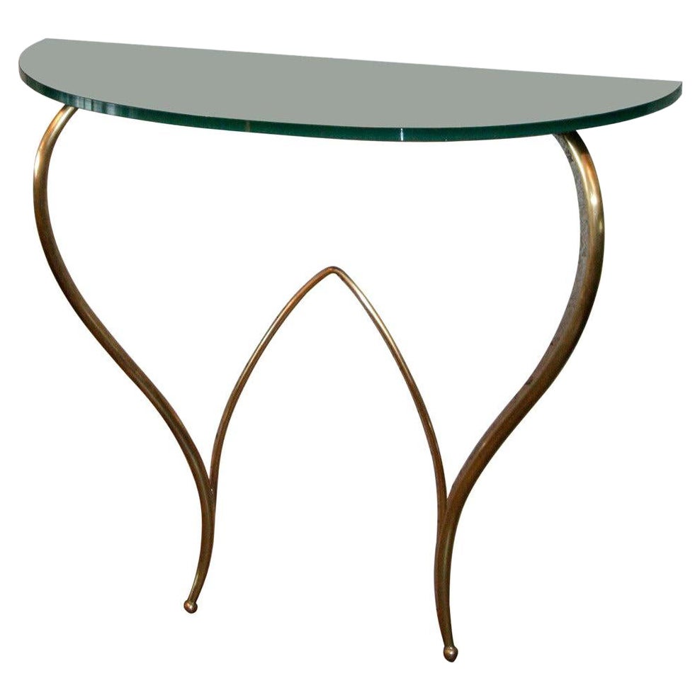 Italian Glass and Brass Console