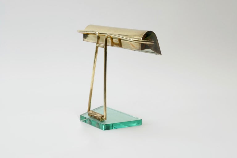 Italian Glass and Brass Desk Lamp, 1940s In Good Condition For Sale In London, GB