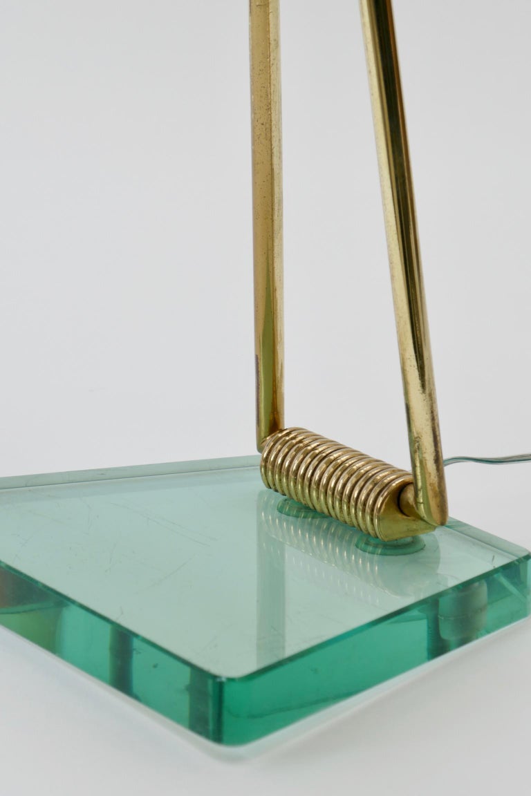 Mid-20th Century Italian Glass and Brass Desk Lamp, 1940s For Sale