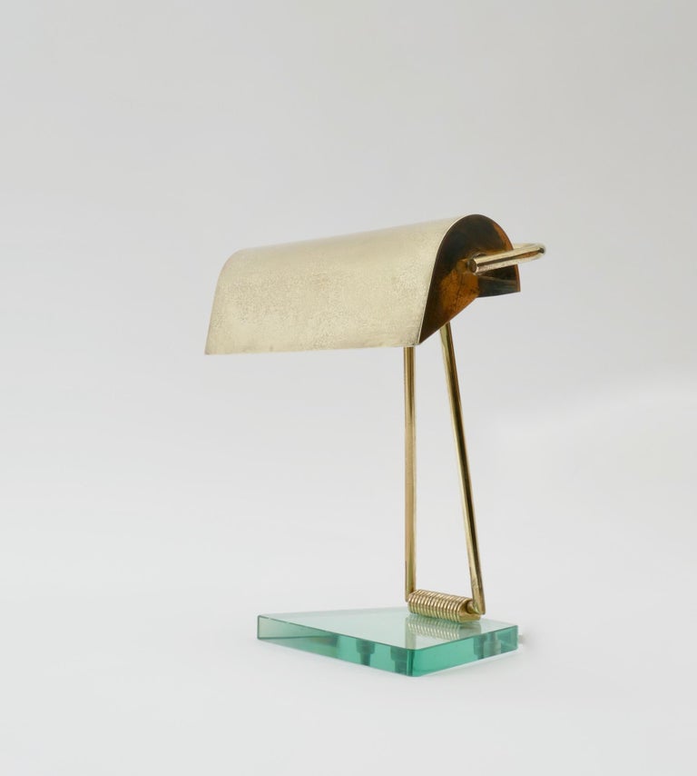 Italian Glass and Brass Desk Lamp, 1940s For Sale 2