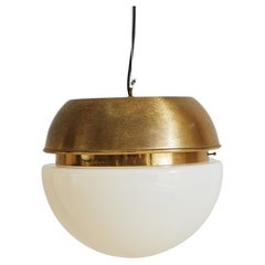 Italian Glass and Brass Pendant Light, 1960s