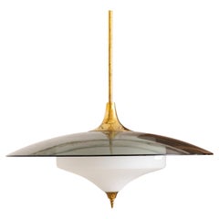 Italian Glass and Brass Pendant Light in the Style of Pietro Chiesa