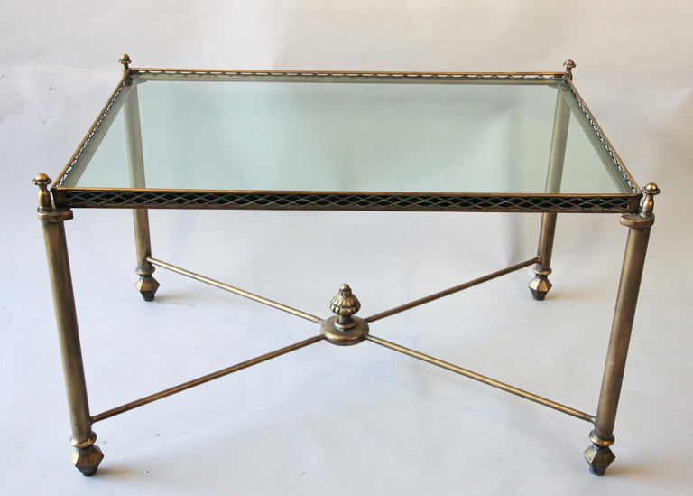 Italian Glass and Brass Rectangular Glass Coffee Table, circa 1970 at