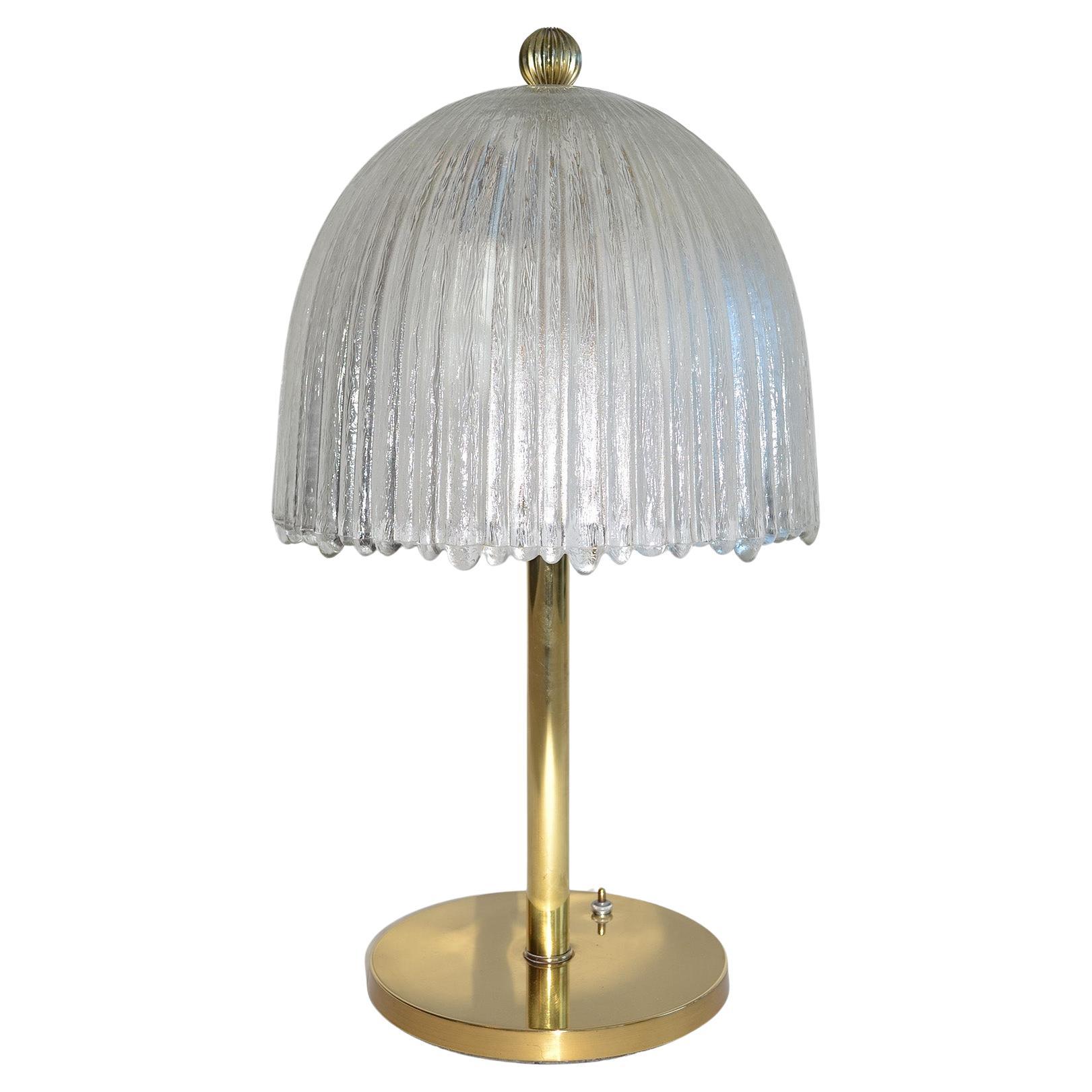 Italian Glass and Brass Table Lamp Murano, 1960's