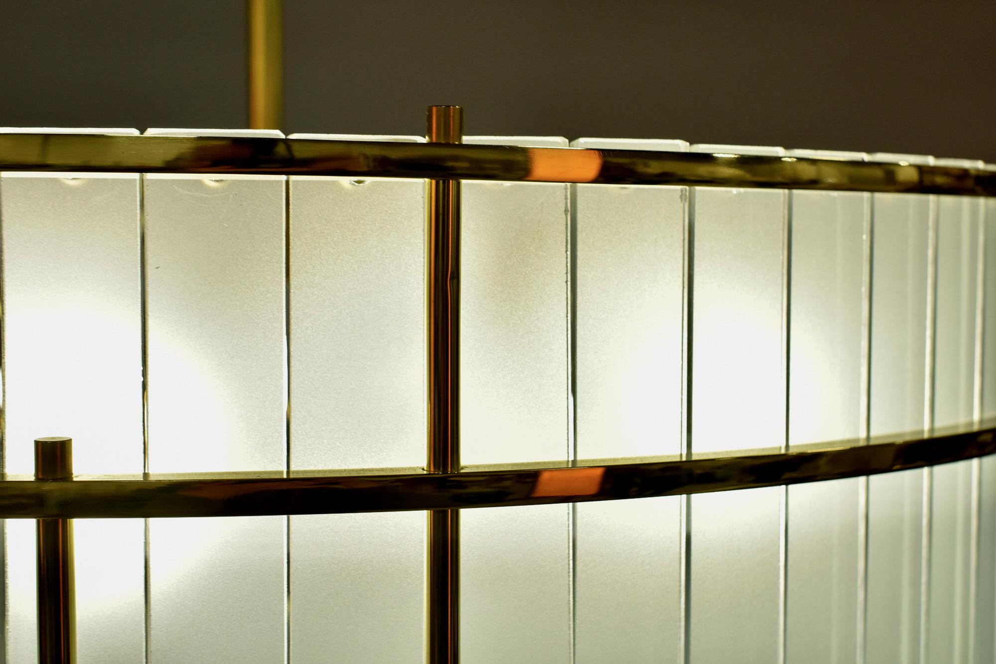 Italian Glass and Brass Tambour Style Six Light Fixture 7