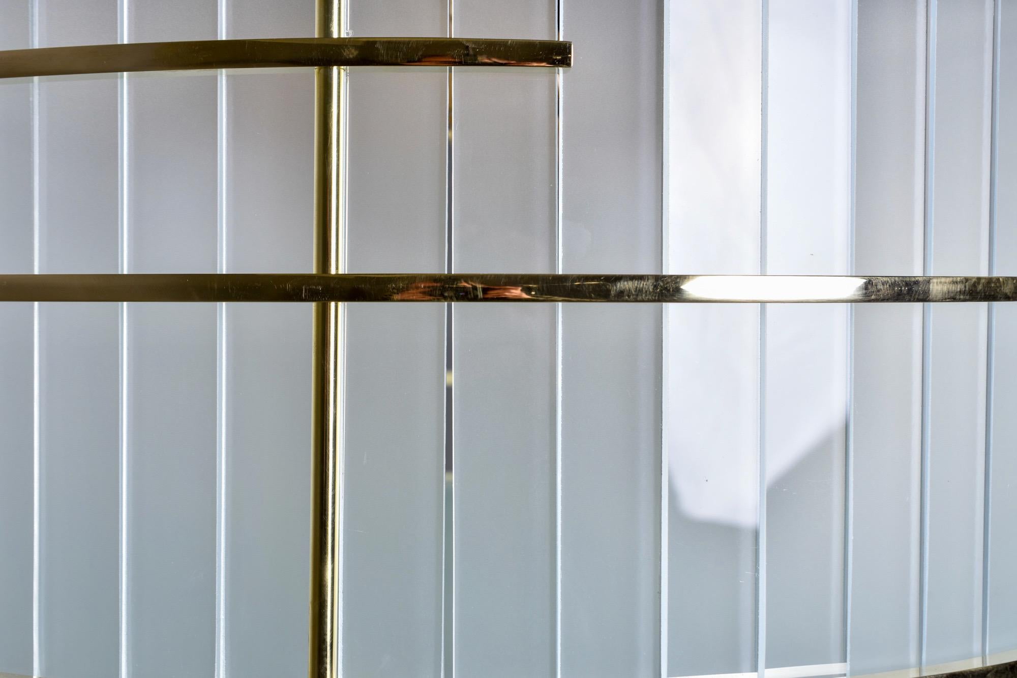 Contemporary Italian Glass and Brass Tambour Style Six Light Fixture