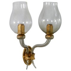 Italian Glass and Brass Two-Light Sconce