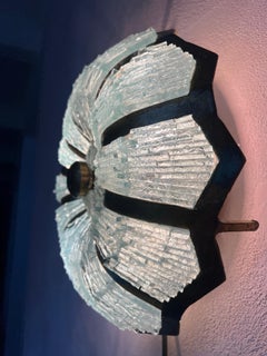 Italian Glass and Brass Wall or Ceiling Light, Circa 1980s