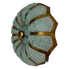 Italian Glass and Brass Wall or Ceiling Light, Circa 1980s
