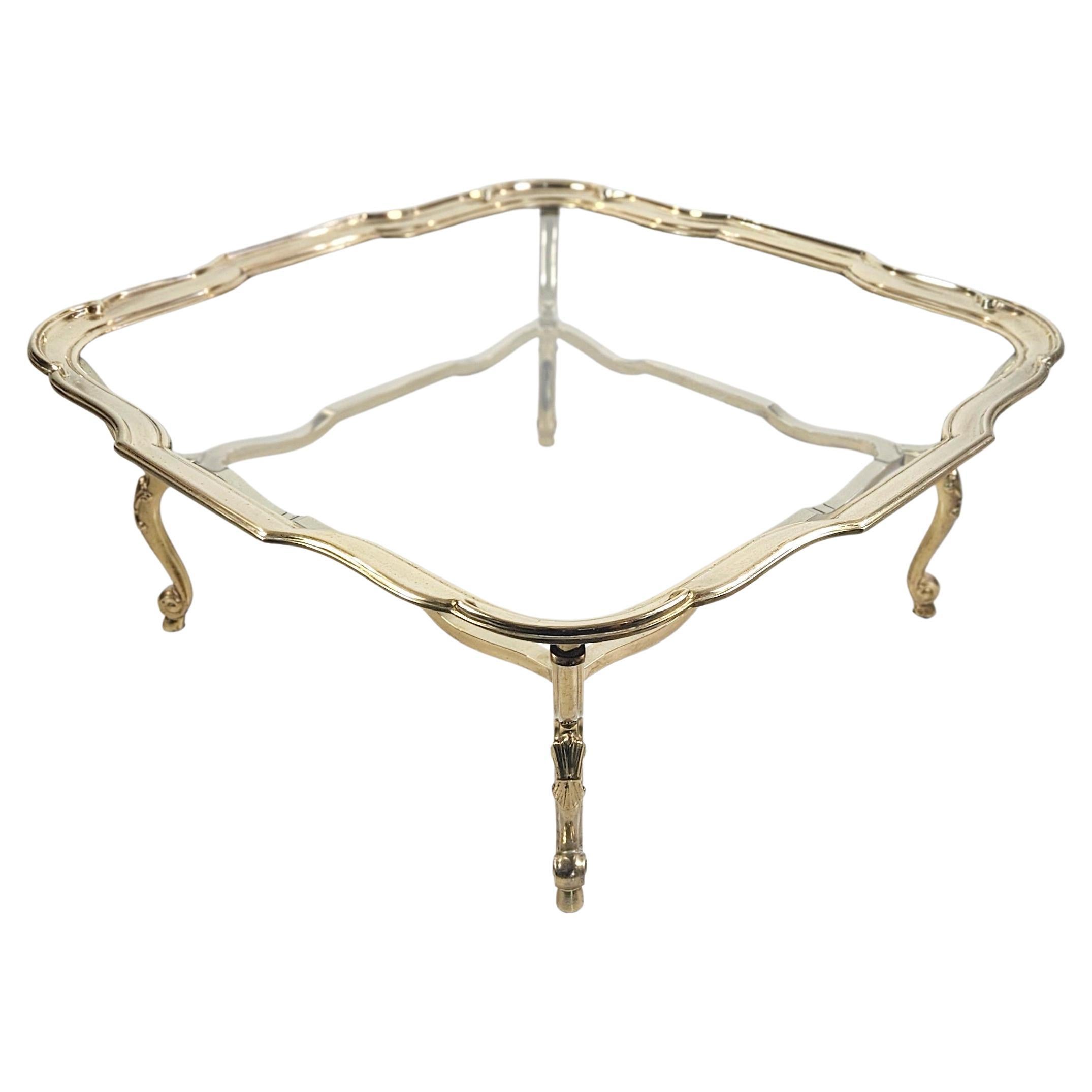 Italian Glass and Cast Bronze Coffee Table, 1980s en venta