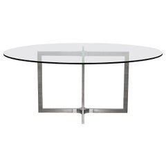 Italian Glass and Chrome Dining Table, Gallotti & Radice, circa 1990