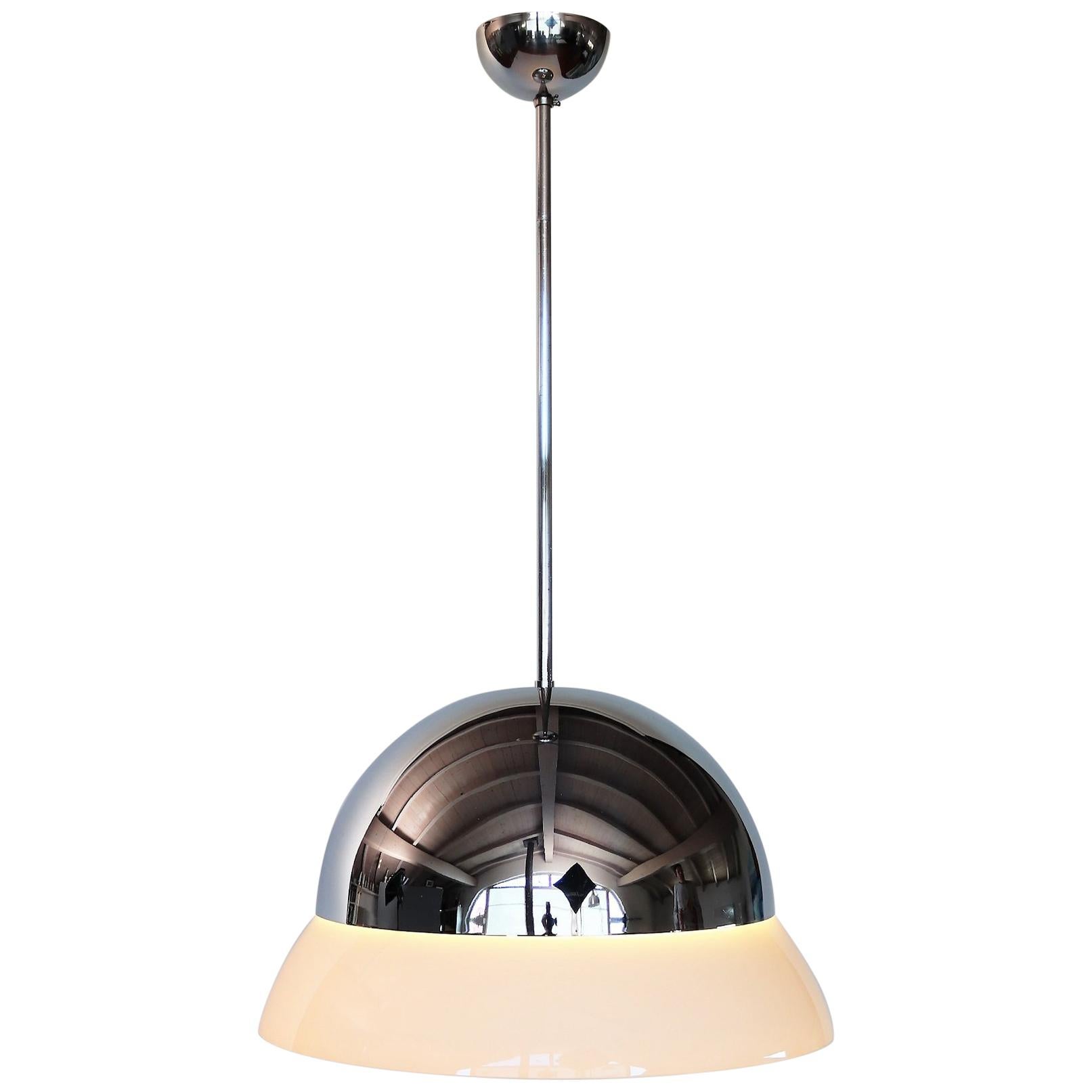 Lampada a sospensione in vetro e cromo CIRENE di Vico Magistretti per Artemide