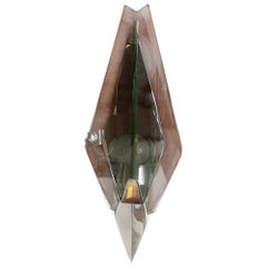 Italian Glass and Chromed Steel Sconce by Veca, 1970s
