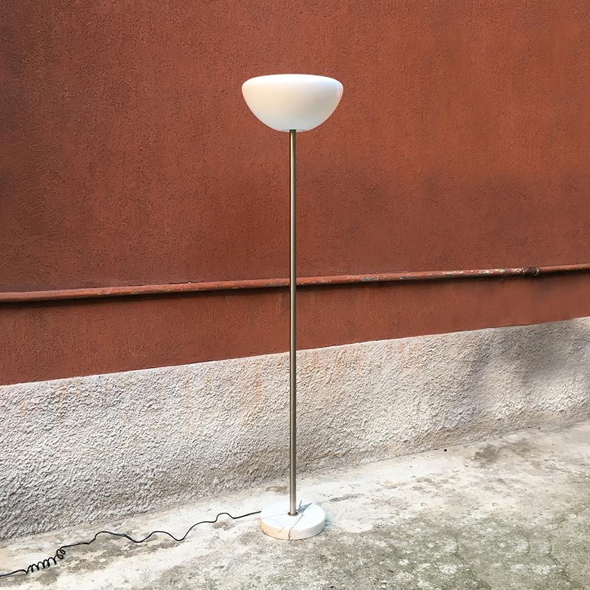 Mid-20th Century Italian Glass and Marble Floor Lamps Papavero, by A. Castiglioni for Flos, 1964