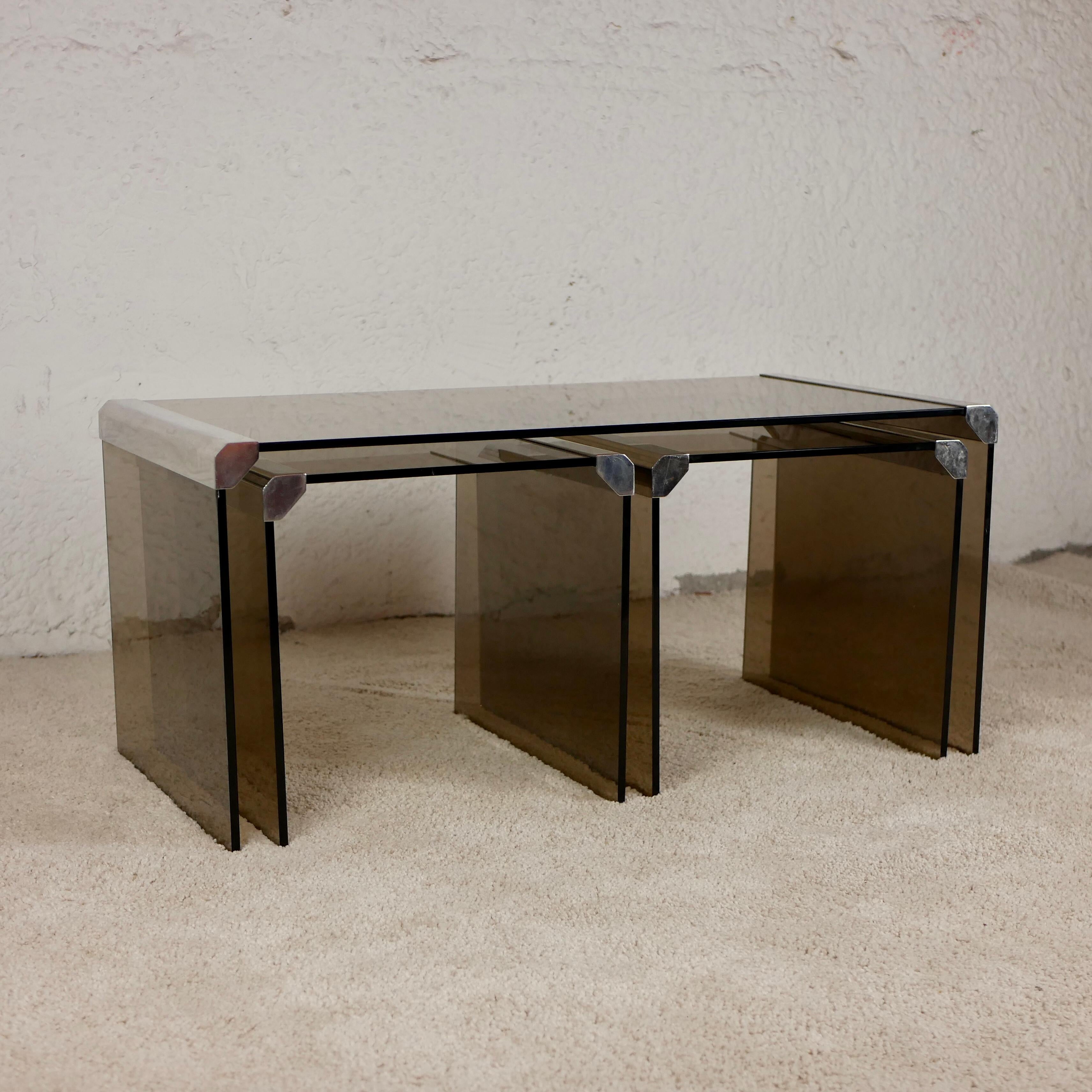 Italian Glass and Metal Nesting Tables by Gallotti & Radice, 1970s 6