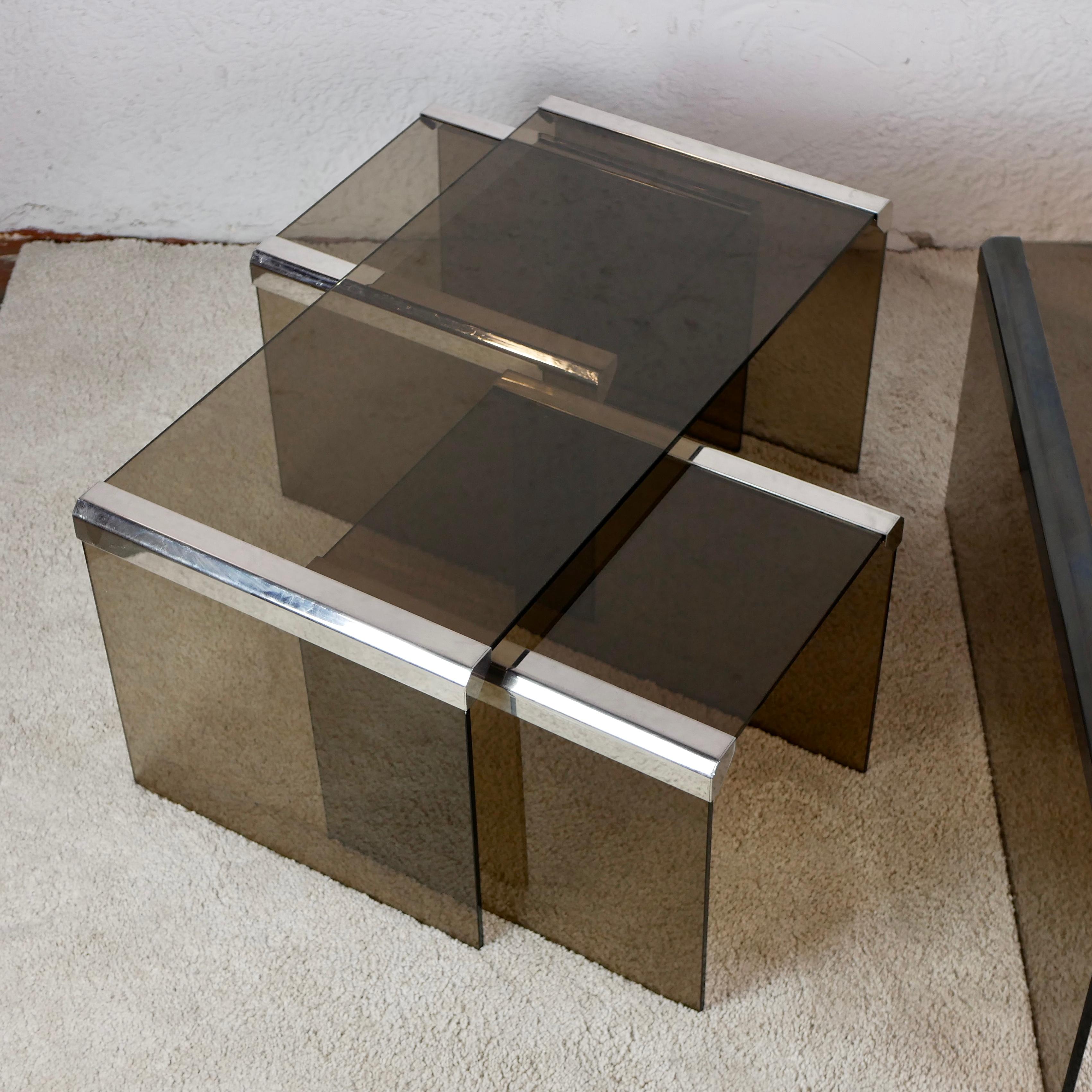 Italian Glass and Metal Nesting Tables by Gallotti & Radice, 1970s 9