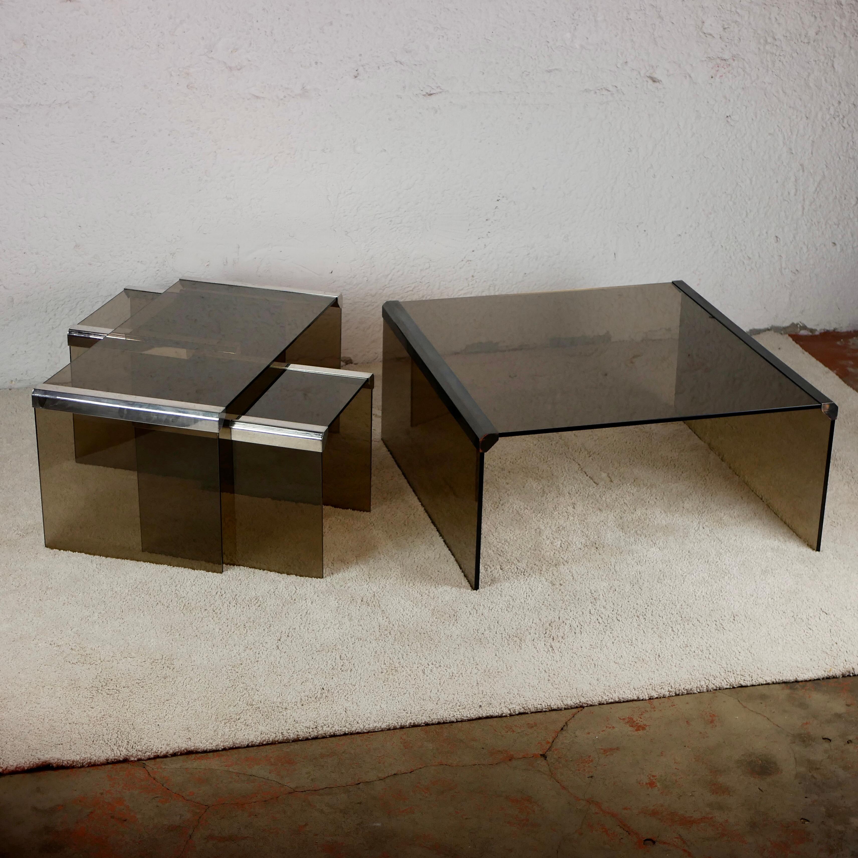 Italian Glass and Metal Nesting Tables by Gallotti & Radice, 1970s 10