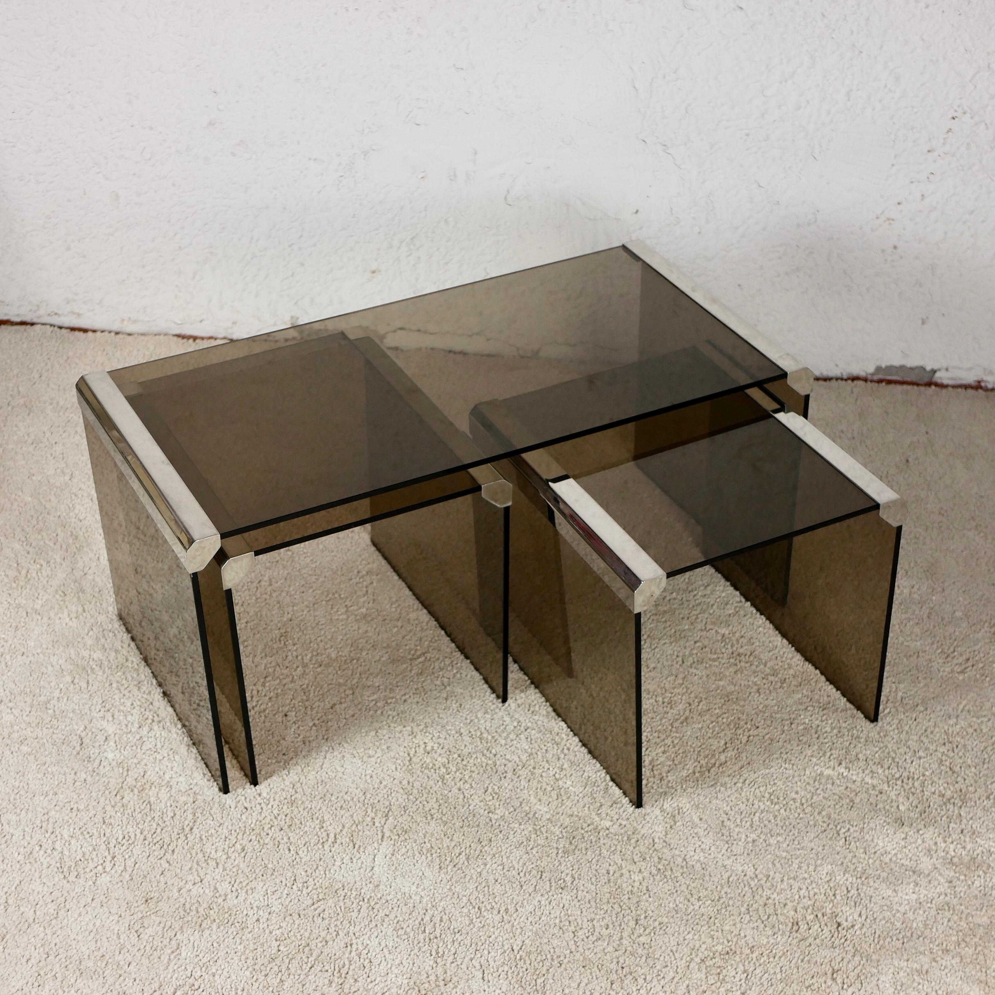 Italian Glass and Metal Nesting Tables by Gallotti & Radice, 1970s 1