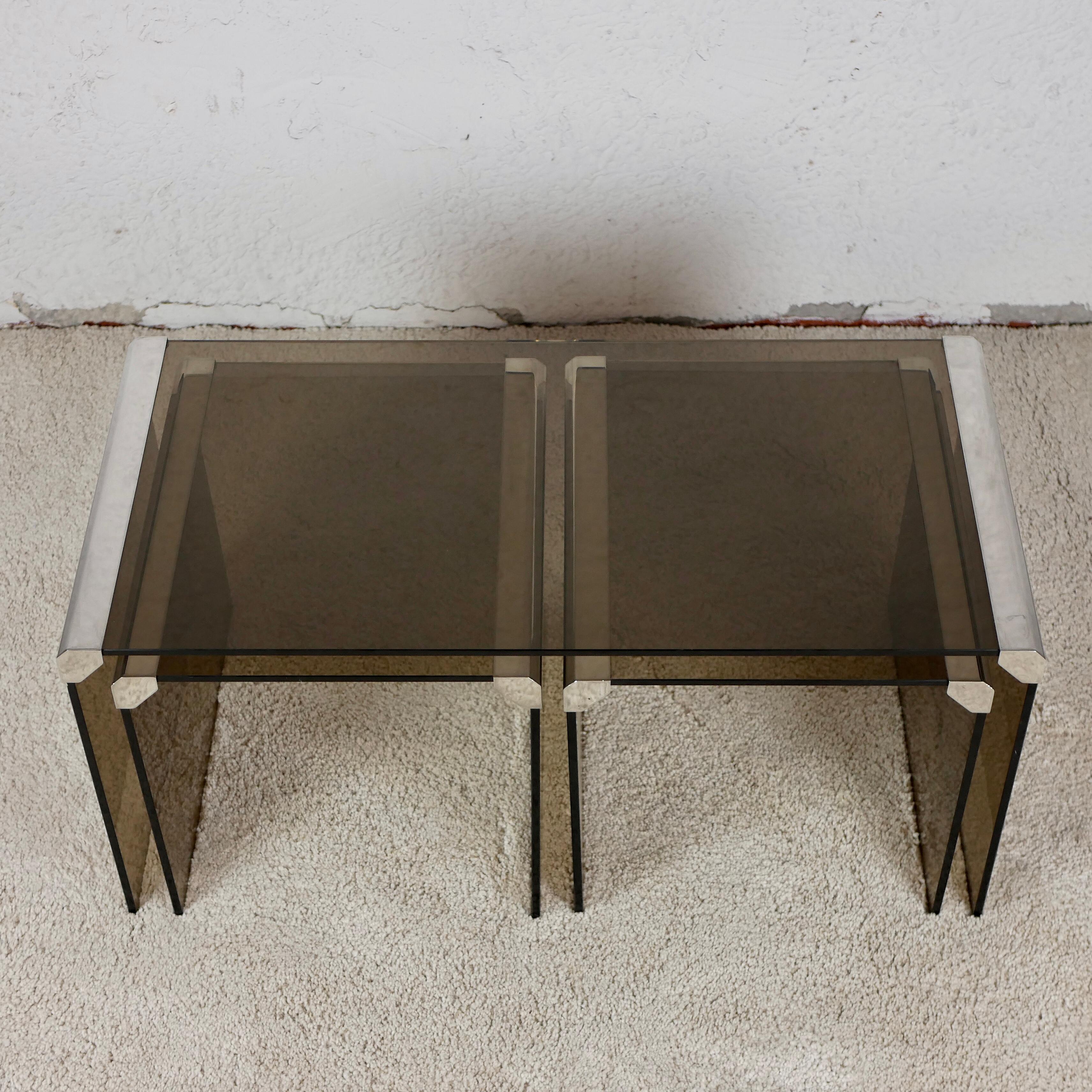 Italian Glass and Metal Nesting Tables by Gallotti & Radice, 1970s 4