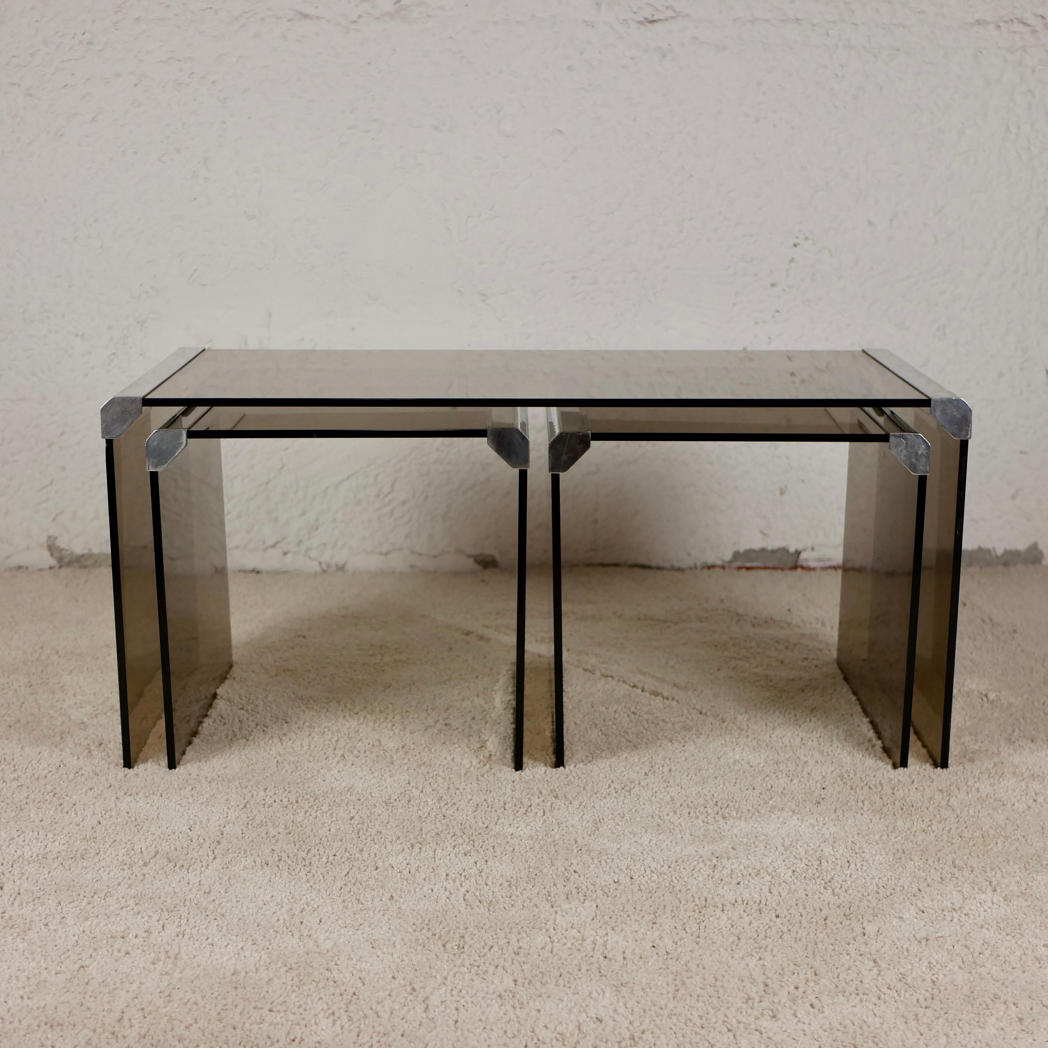 Italian Glass and Metal Nesting Tables by Gallotti & Radice, 1970s 5