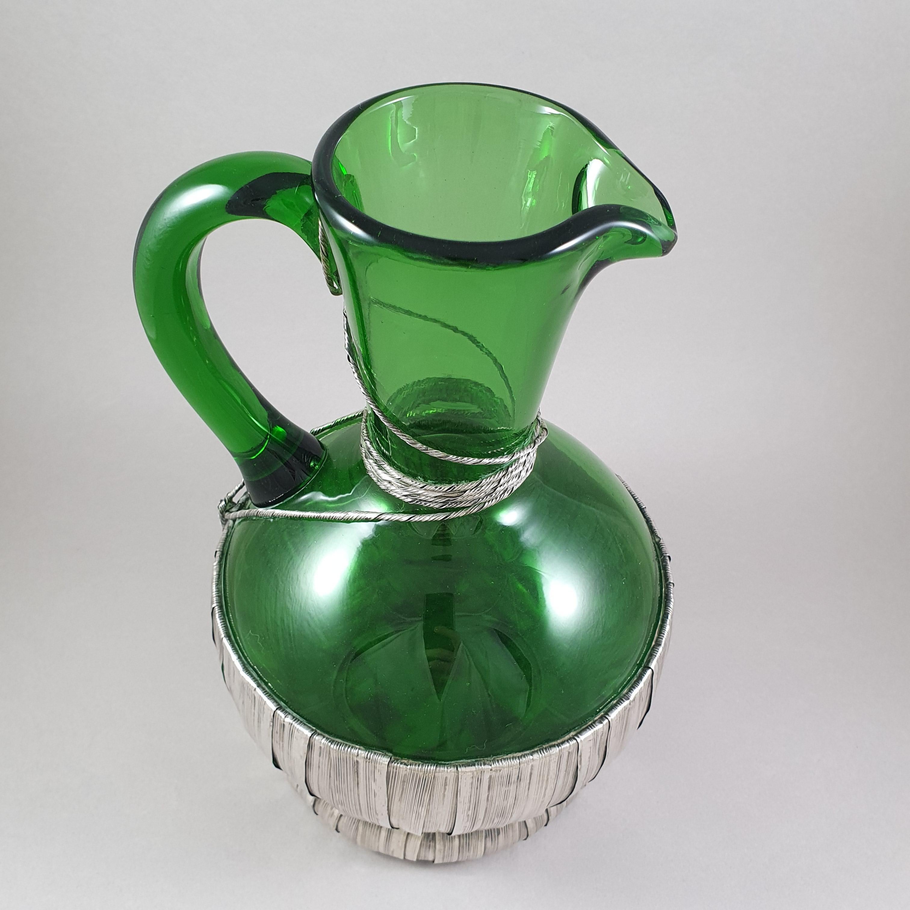 Italian Glass and Solid Silver Pitcher by Vavassori 4