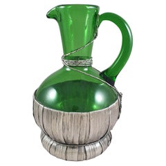 Italian Glass and Solid Silver Pitcher by Vavassori