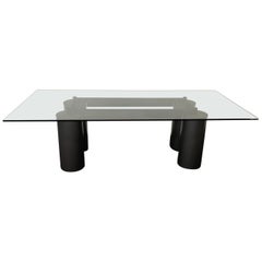 Italienischer Esstisch aus Glas und Stahl von Vignelli für Acerbis
