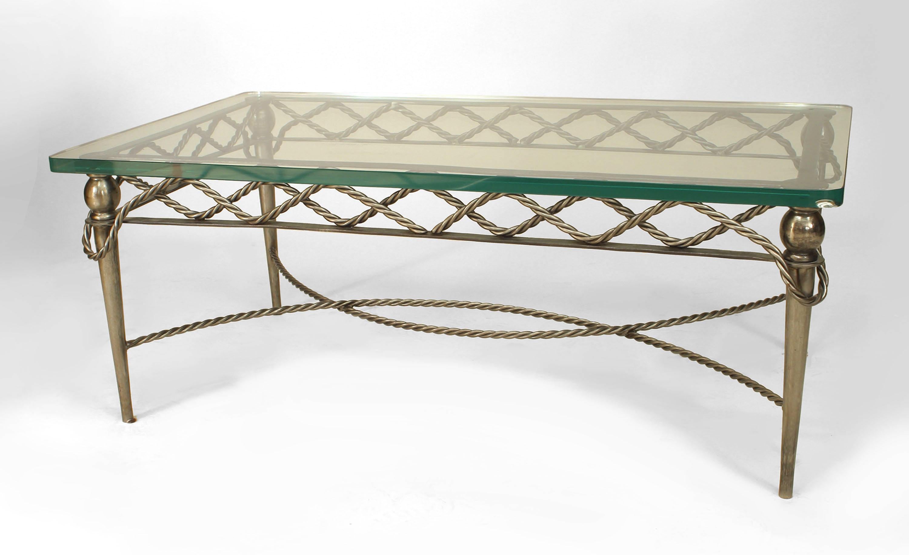 Neoclassical 2 Italian Mid-Century Modern Steel and Glass Coffee Tables For Sale