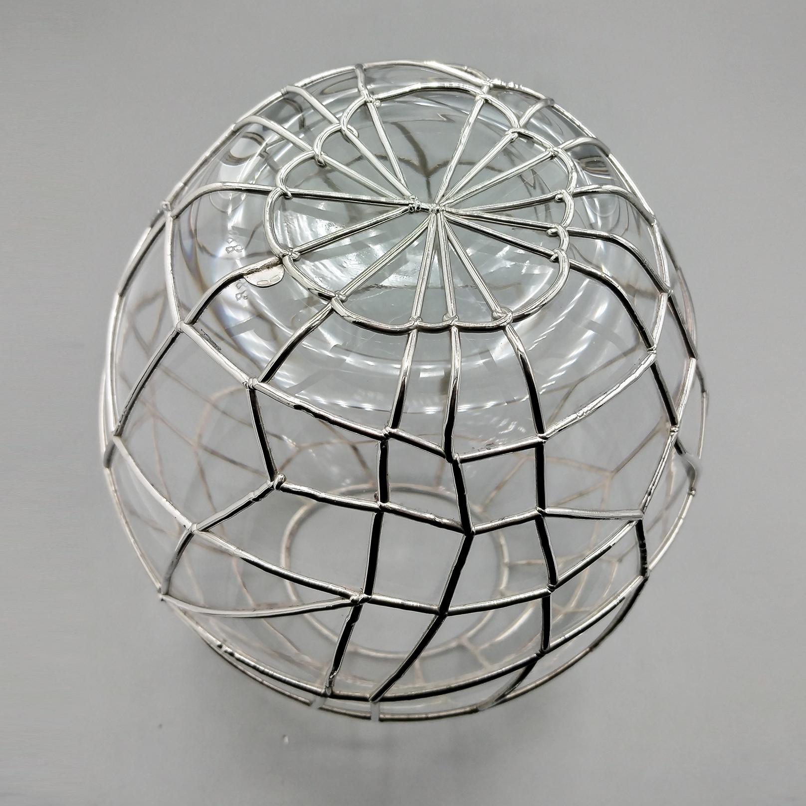 Italian Glass and Sterling Silver decorative vase in vendita 5