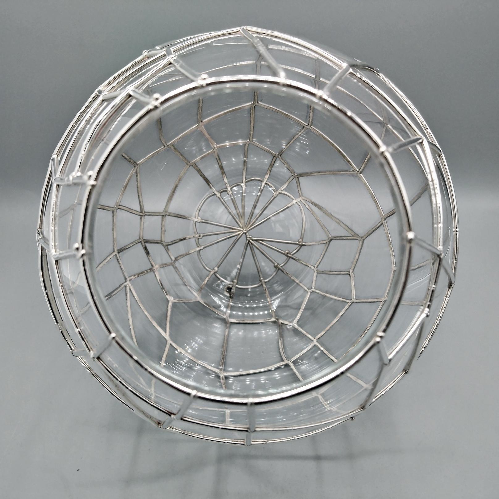 Italian Glass and Sterling Silver decorative vase in vendita 7