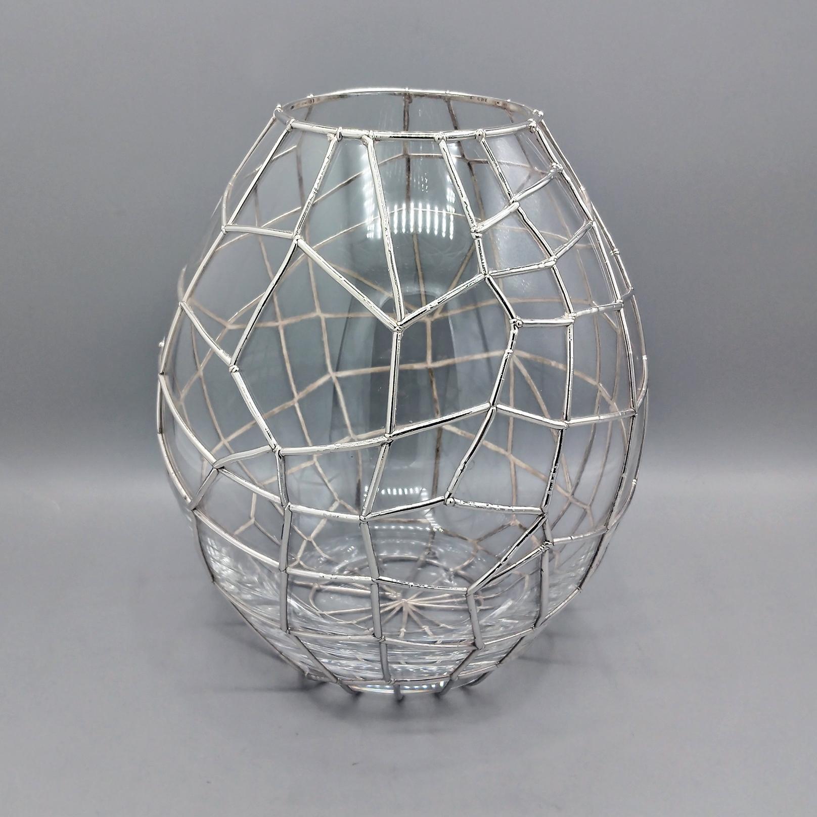 Glass vase with 925 silver wire 