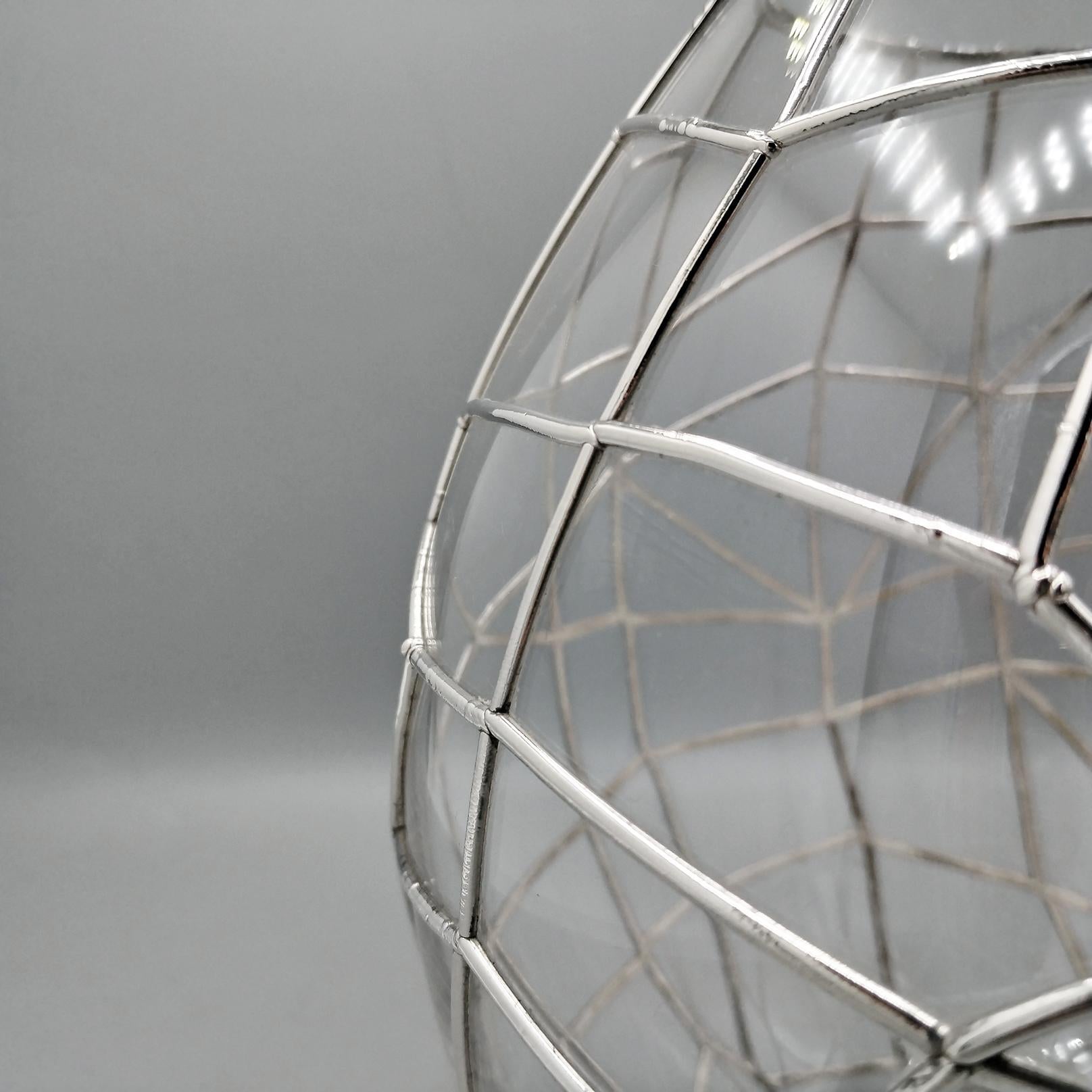 Fatto a mano Italian Glass and Sterling Silver decorative vase in vendita