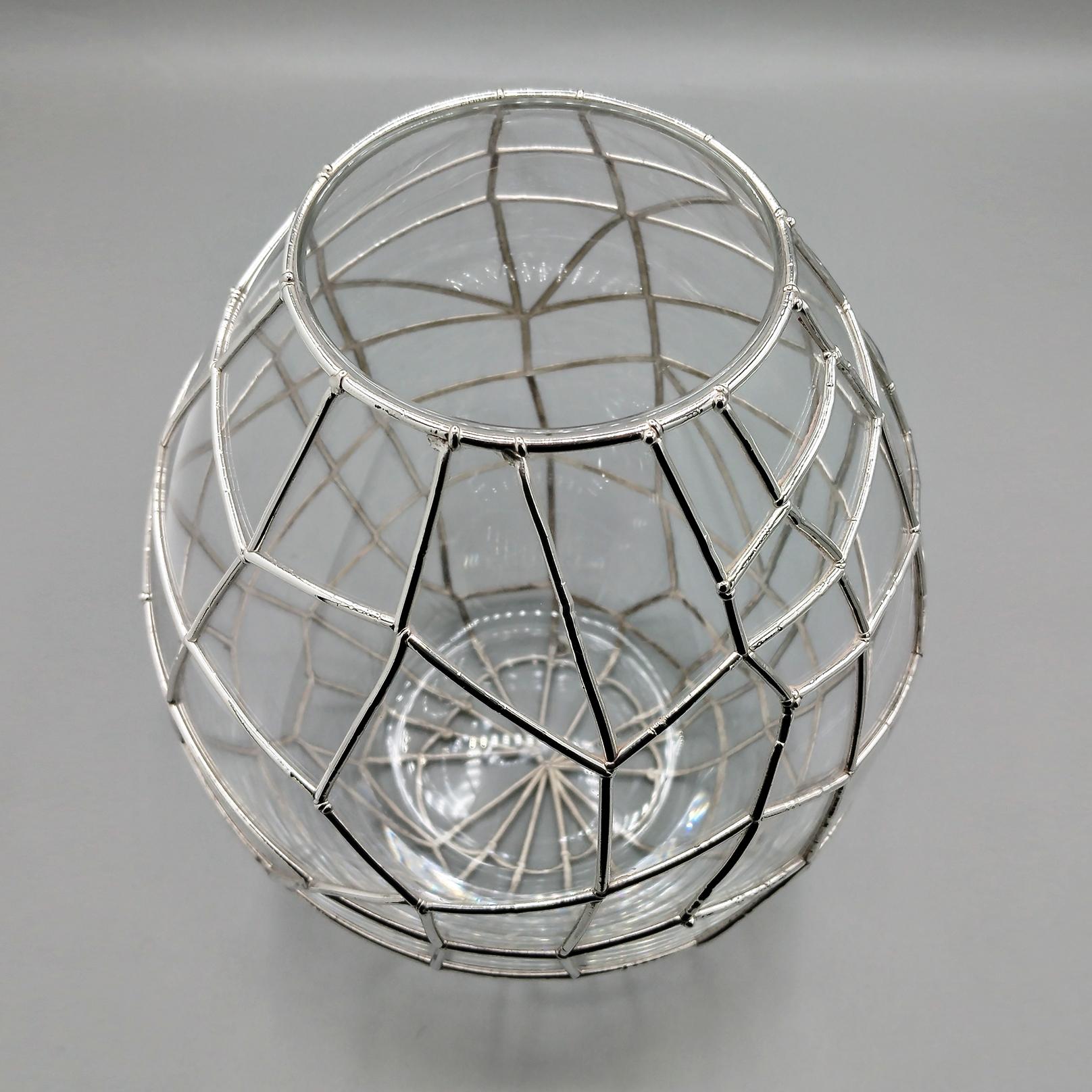 Italian Glass and Sterling Silver decorative vase in vendita 1