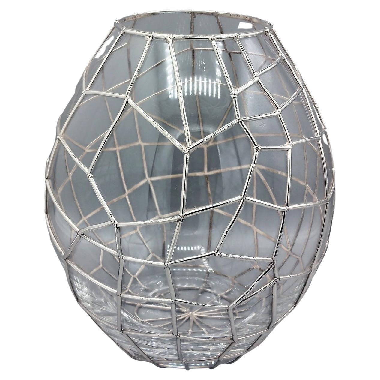 Italian Glass and Sterling Silver decorative vase