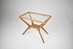 Italienischer Couchtisch aus Glas und Holz im Stil von Cesare Lacca, 1940er–50er Jahre