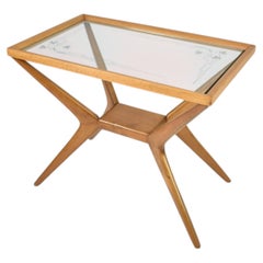 Italienischer Couchtisch aus Glas und Holz im Stil von Cesare Lacca, 1940er–50er Jahre