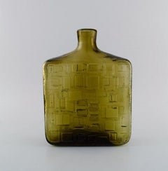 Italian Glass Art, Vase in Mouth-Blown Art Glass with a Pattern of Squares