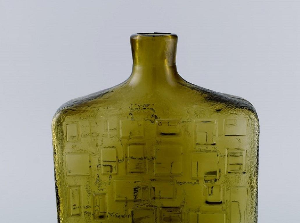 Mid-Century Modern Italian Glass Art, Vase in Mouth-Blown Art Glass with a Pattern of Squares For Sale