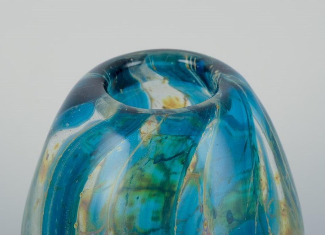 Late 20th Century Italian glass artist, unique art glass vase in modernist design.  Circa 1980s.  For Sale