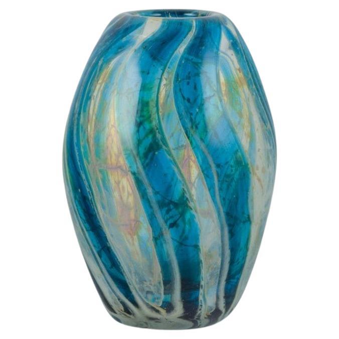 Italian glass artist, unique art glass vase in modernist design.  Circa 1980s.  For Sale