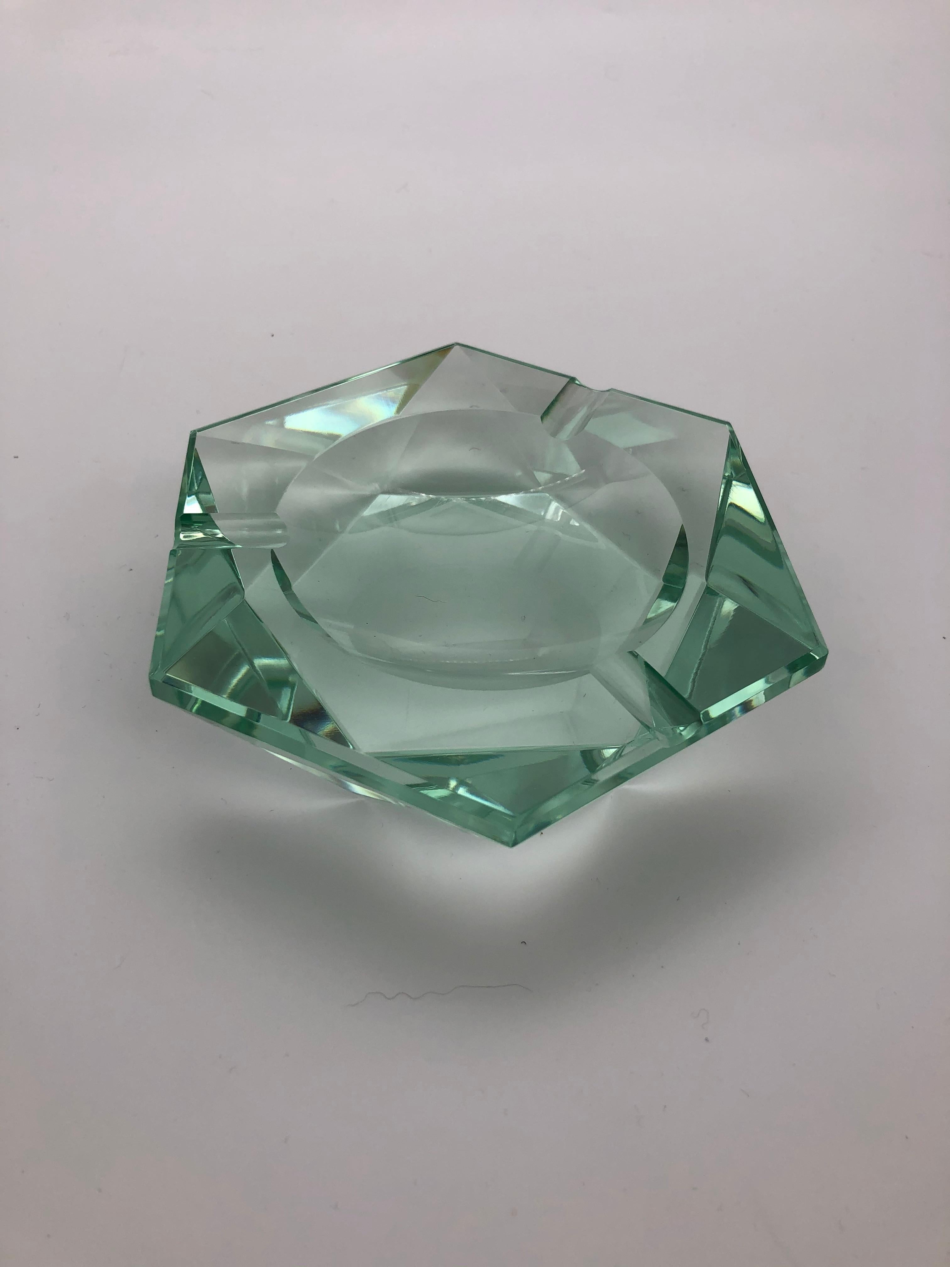 Italian Glass Ashtray Attributed to Fontana Arte, 1960s In Good Condition For Sale In Paris, France
