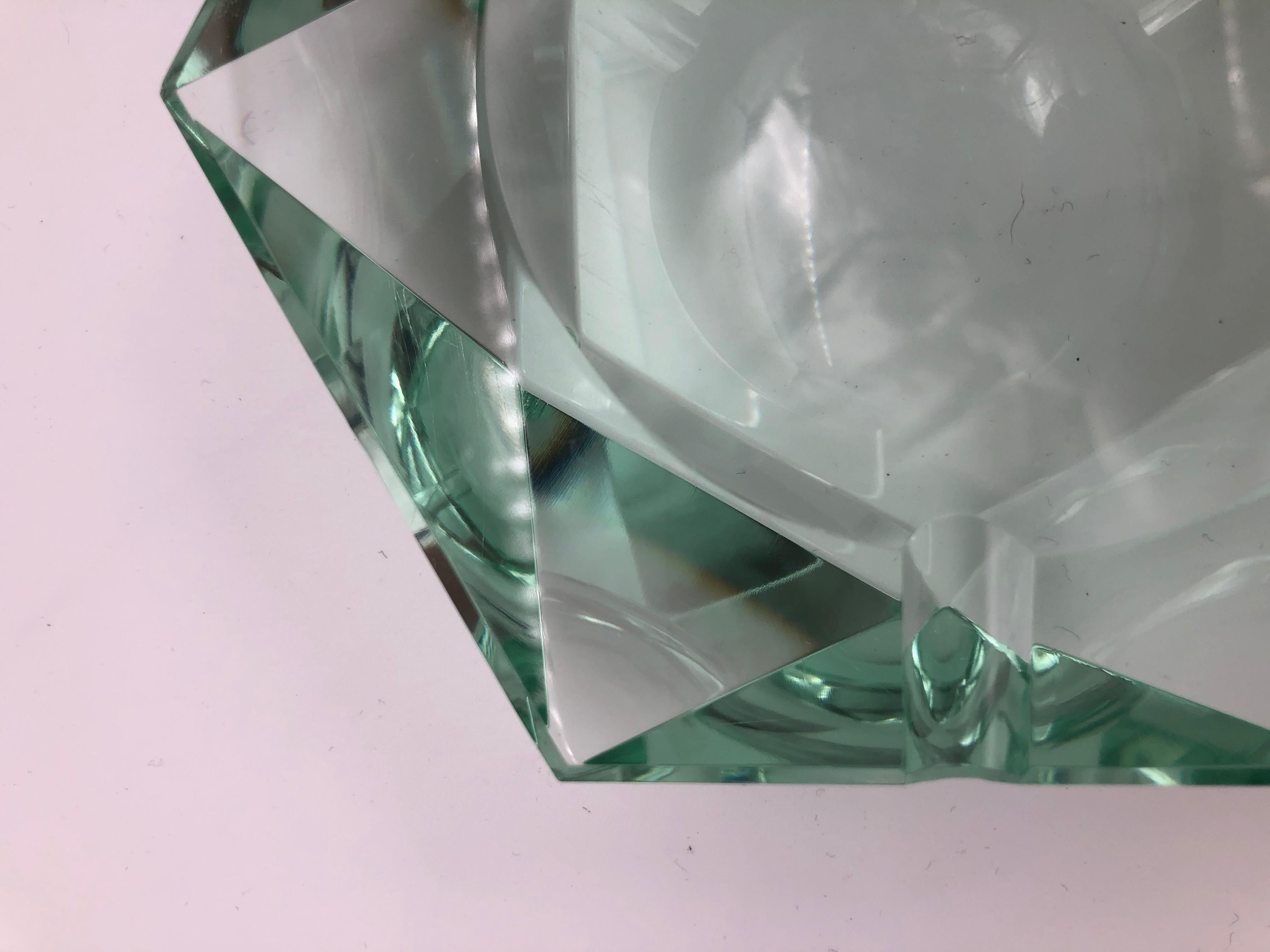 Cut Glass Italian Glass Ashtray Attributed to Fontana Arte, 1960s For Sale