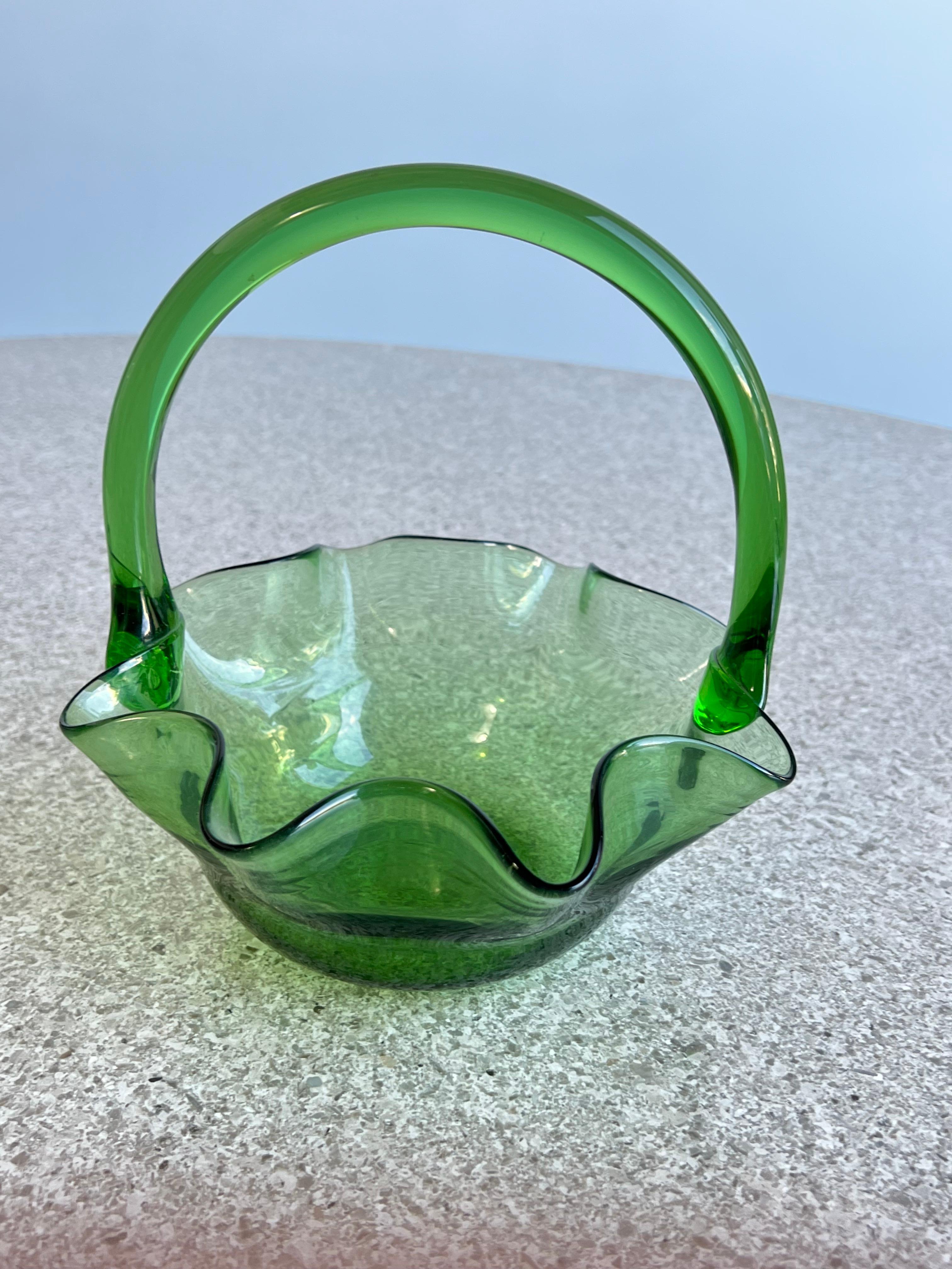 Mid-Century Modern Italian Glass Bowl by Vetri Di Empoli For Sale